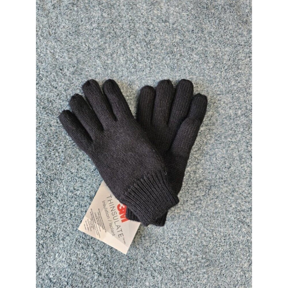 NWT 3M Thinsulate Insulated Black Knit Winter Gloves Unisex One Size
